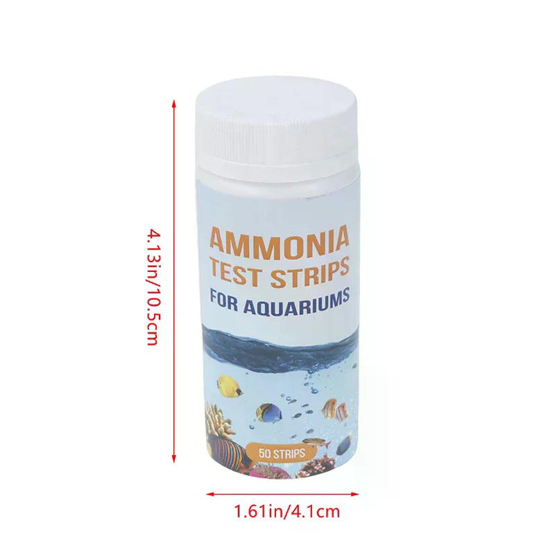 50 Unidades/Botella Tiras Rápidas para Prueba de Calidad del Agua Nitrógeno Amoniacal Acuario Bienestar Kit de Papel de Tiras Rápidas para Prueba de Calidad del Agua