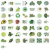 56 Pcs Green Cartoon Stickers: Waterproof Decor for Notebooks, Luggage, and DIY Projects