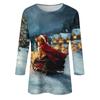 3/4 Sleeve Shirts For Women Print Christmas Tees Blouses Casual Plus Size Basic Tops Pullover
