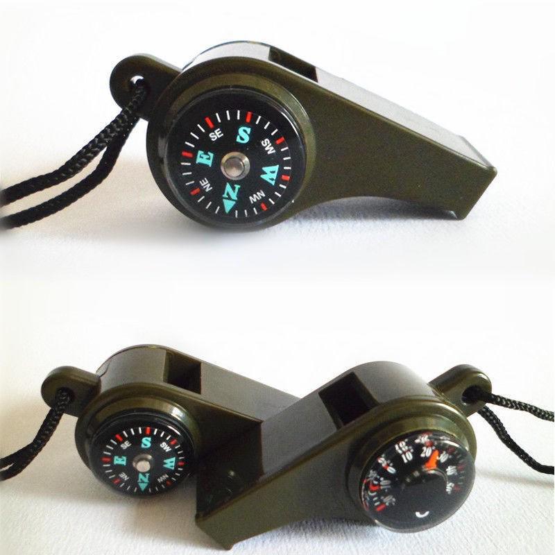 

Outdoor 3-in-1 Lifesaving Whistle with Lanyard, Thermometer, and Compass