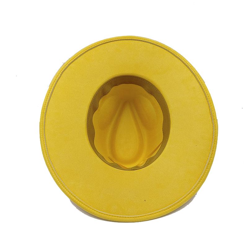 Cappello a Cilindro Piatto Rotondo 9,5 cm in Scamoscio Uomo Donna Cappello da Cowboy Western Cappello Fedora per Feste e Palco Design Autostile Stile Etnico Cappello Superiore