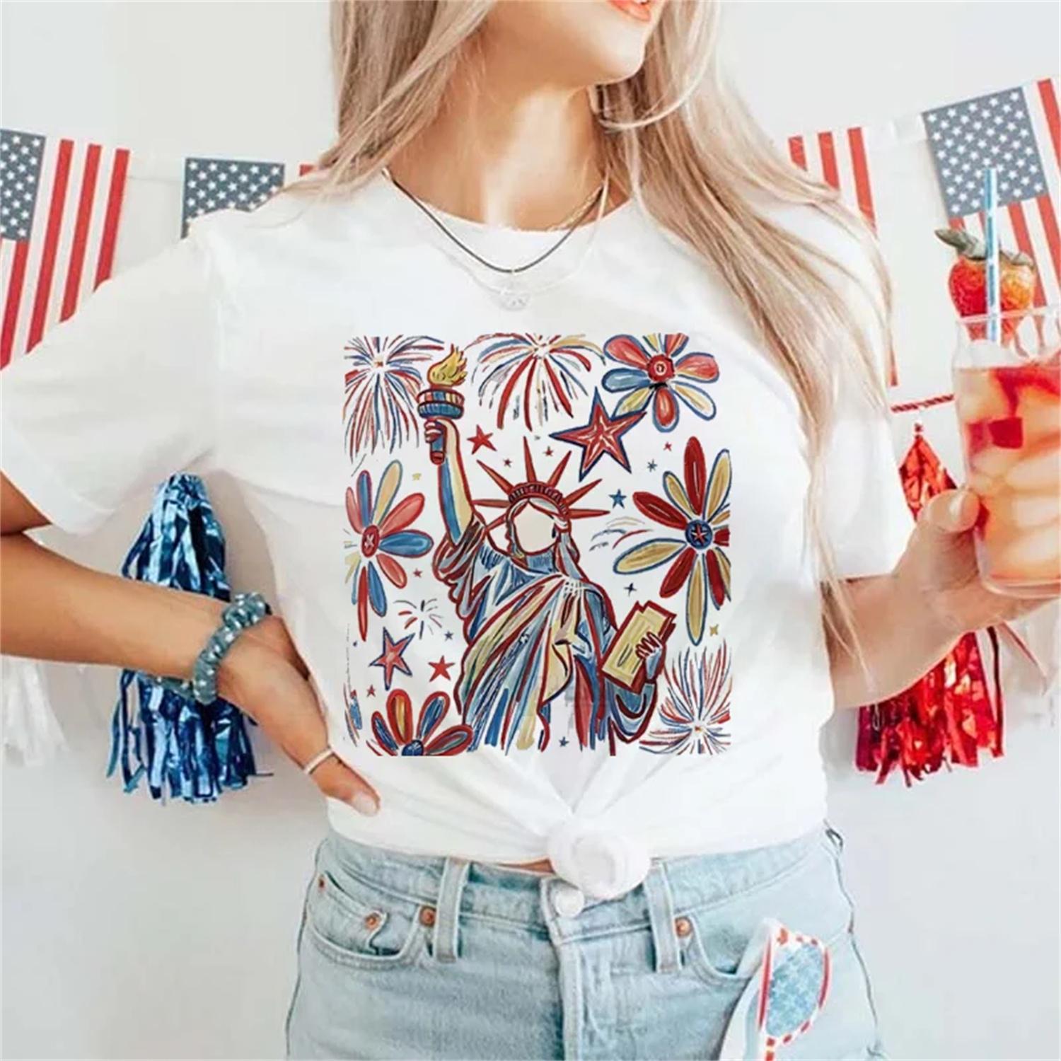 Women s Clothing Printed 90s Summer Clothing Street Versatile T-Shirt Fashion Pattern Harajuku Basic T-Shirt Short Sleeved S