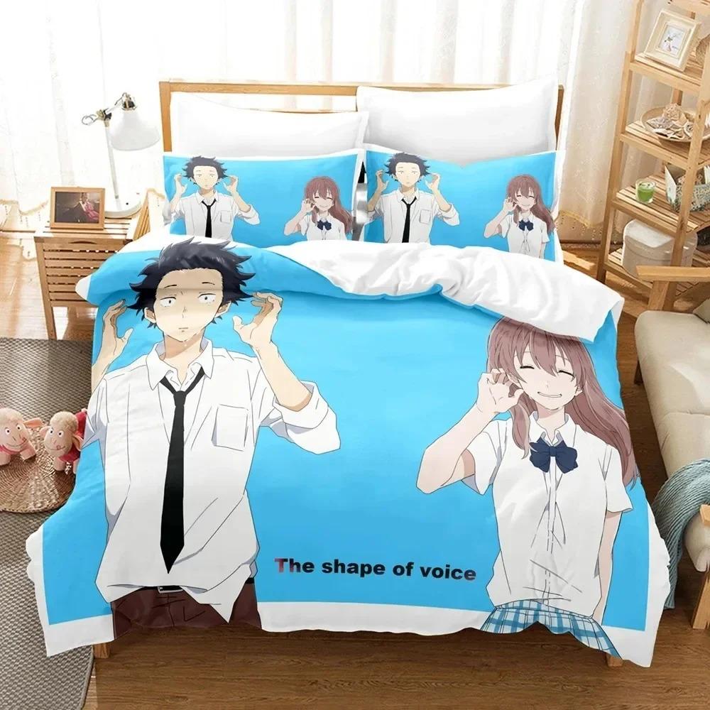 Comforter 3D Anime A Silent Voice Shape Of Voice Bedding Set Bedroom Soft Modern S Comefortable Quilt