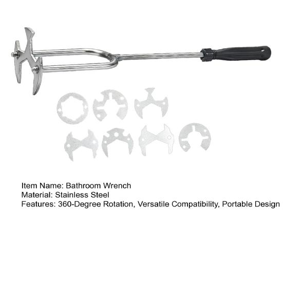 Bathroom Wrench Multi-Size All-in-One Sink Wrench Set with 360-Degree Rotation Tight Spaces Durable Plumbing Tool Bathroom Hardware Tool