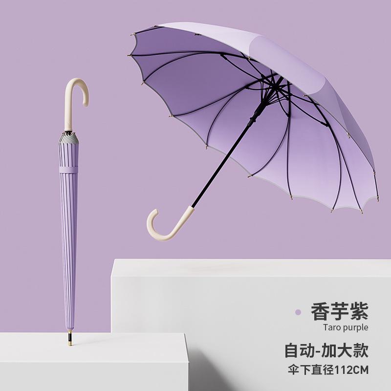 Simple one-piece long-handled umbrella, the same for men and women, automatic enlarged straight rod umbrella, wind-resistant and strong umbrella