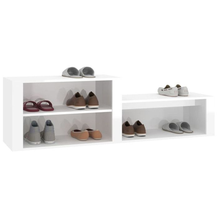 816914 vidaXL Shoe Cabinet High Gloss White 150x35x45 Cm Engineered Wood