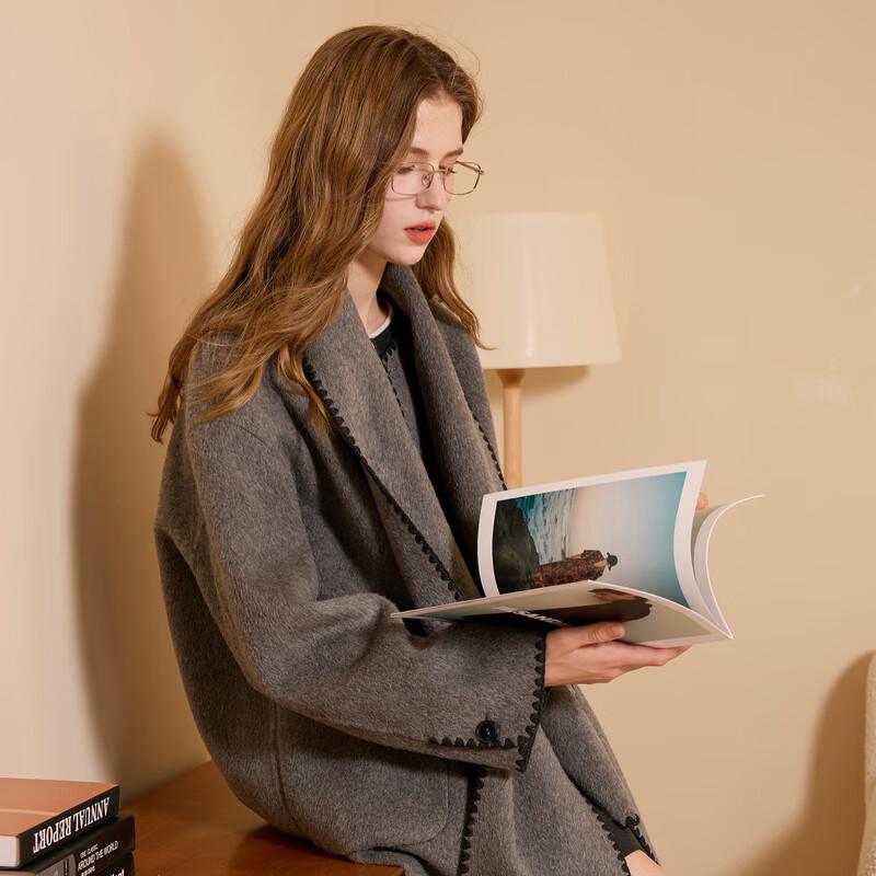 

Sancai Women s 100% Lambswool Double-faced Wool Coat M