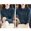 Women's Wool Knit Cardigan Jacket Loose Polo Collar Sweater Outer Solid Color Button Knit Shirt Pullover Korean Autumn Winter T-shirt