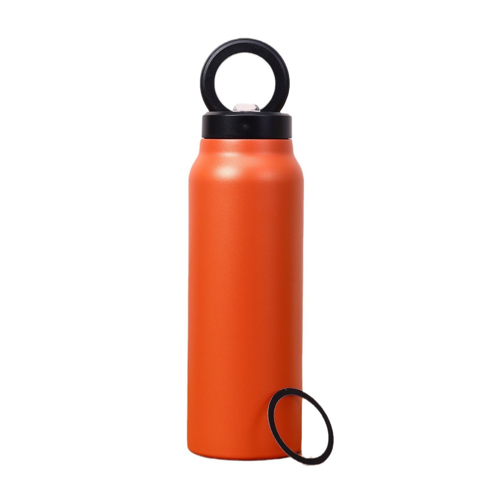 

304 Stainless Steel Magnetic Cup Holder Water Bottle Insulated Sports Thermos with Cold Retention Leakproof for Car Travel 24.5x8cm оранжевый