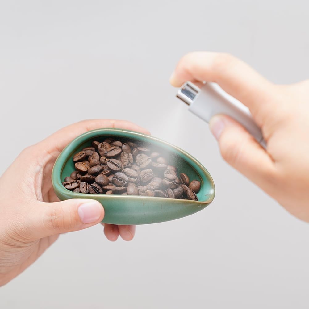 Watchget Coffee Bean Cup Ceramic Coffee Bean Measuring Cup Pottery Measuring Tray Coffee Powder Receiver Dark Green