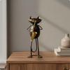 2 Pieces Musical Cat Figurine Creative Musician Sculpture Modern Jazz Figurines for