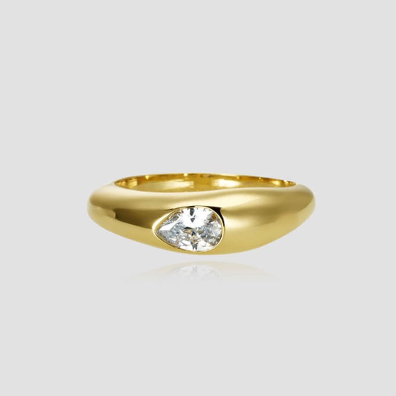 ANON Pear Cut Wave Ring Gold