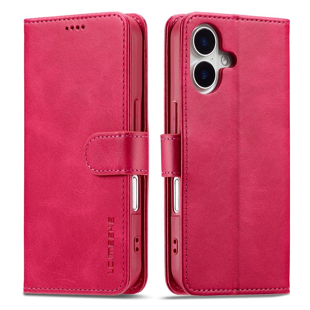 LC.IMEEKE For iPhone 17 Case Calf Texture PU Leather Stand Wallet Phone Cover