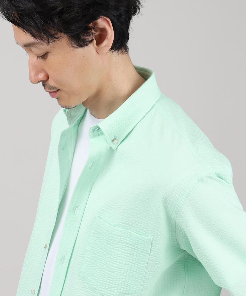 Takeo Kikuchi Casual Antibacterial and Seasonless Seersucker Jersey Light Beige Size 03 07081506 Shirt, Odor-Resistant, Shirt, Men's, (051), (L),