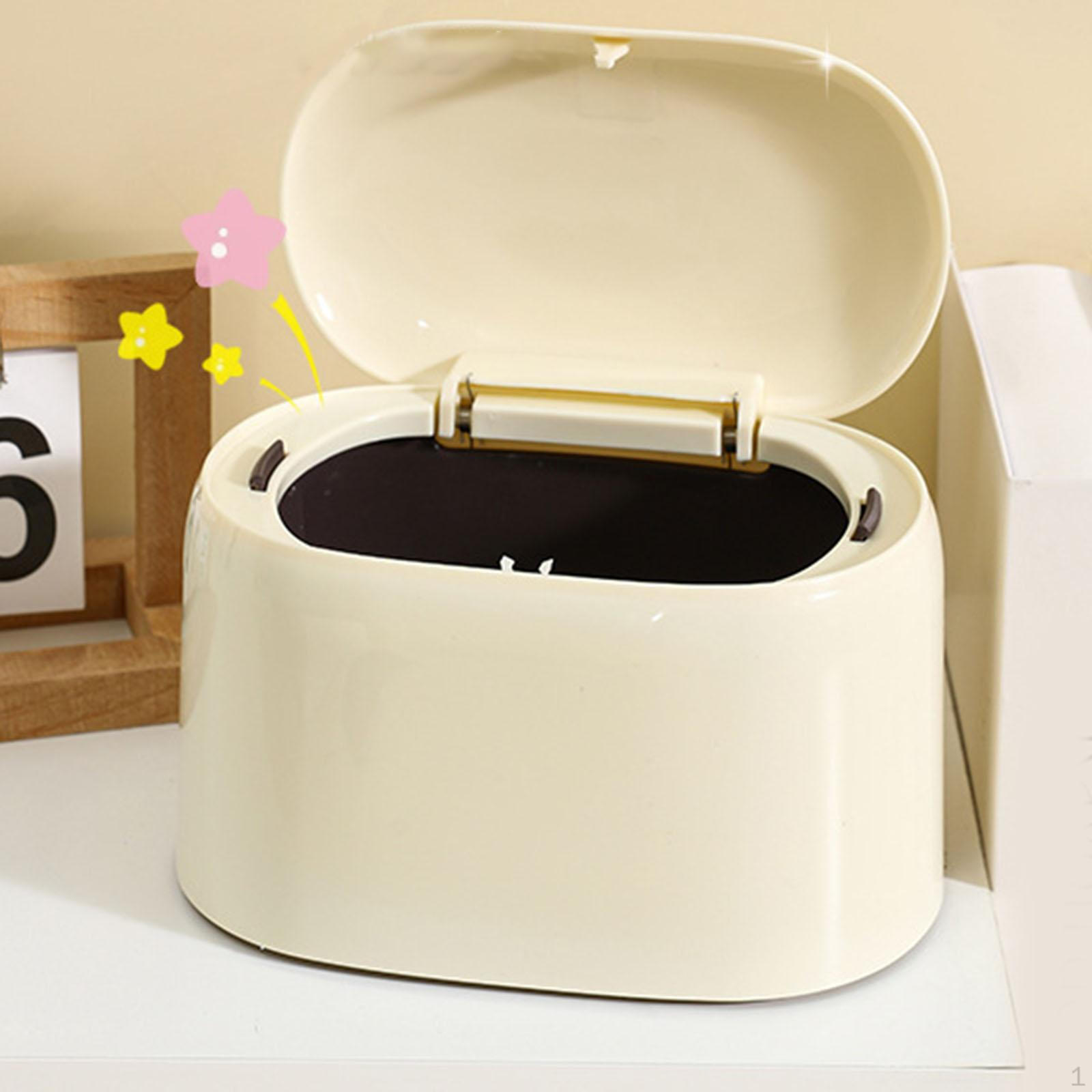 

Desk Wastebasket, Wastepaper Basket, Practical Storage Bin, Small Trash Can, Household Waste Bin світло-жовтого кольору