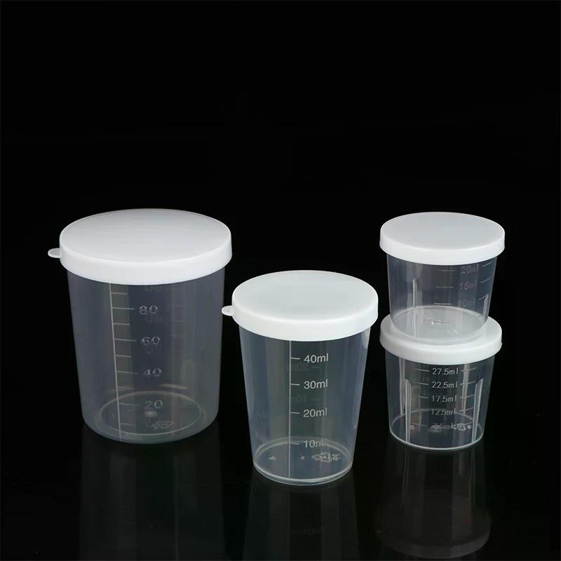 10Pcs/Set 20/30/50/100ml Clear Liquid Pill Measuring Cups With Lids Travel Pill Organizer Cup Container For Liquid Medicine