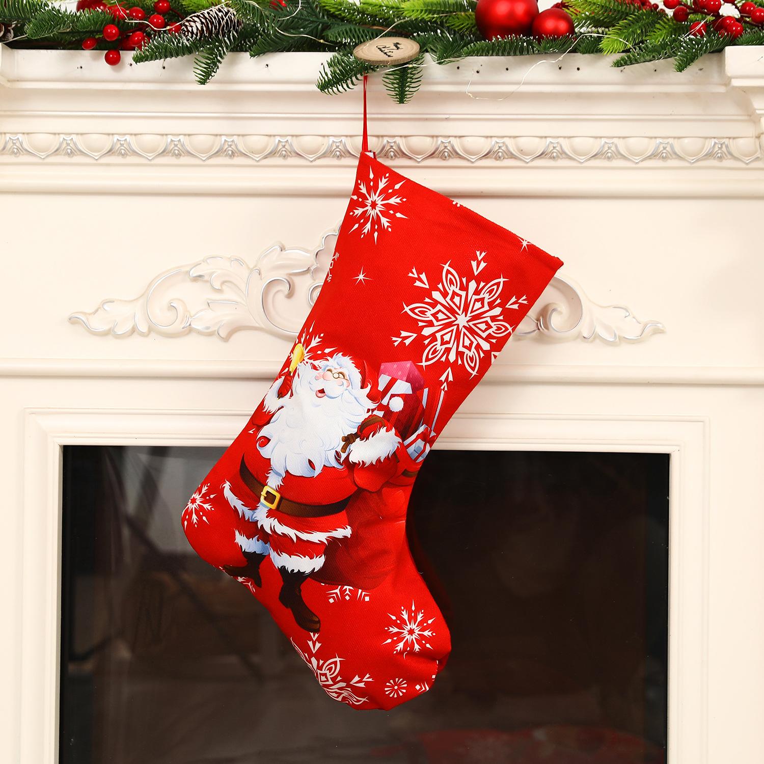 20 inch single Christmas socks, Christmas gift bag, wall decoration, big red Christmas socks, Christmas Eve hanging bedside sock 40x23cm