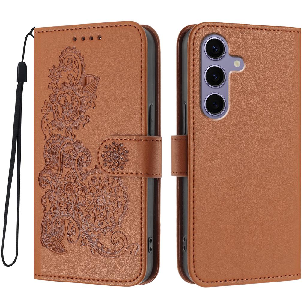 For Samsung Galaxy S24/Galaxy S25 Phone Cases Mandala Flower Leather Wallet Mobile Cover with Strap