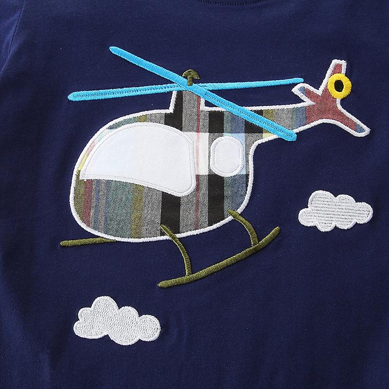 AostaBetty Boys' Summer Cartoon T-Shirt & Shorts Set - European/American Style, Knit Cotton, Short Sleeve, 2-Piece.