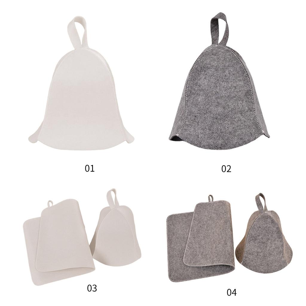 Wool Felt Sauna Set Hat Russian Pad Breathable Bath Shower Cap Men Women Protective Hair Cover Bathroom Accessories
