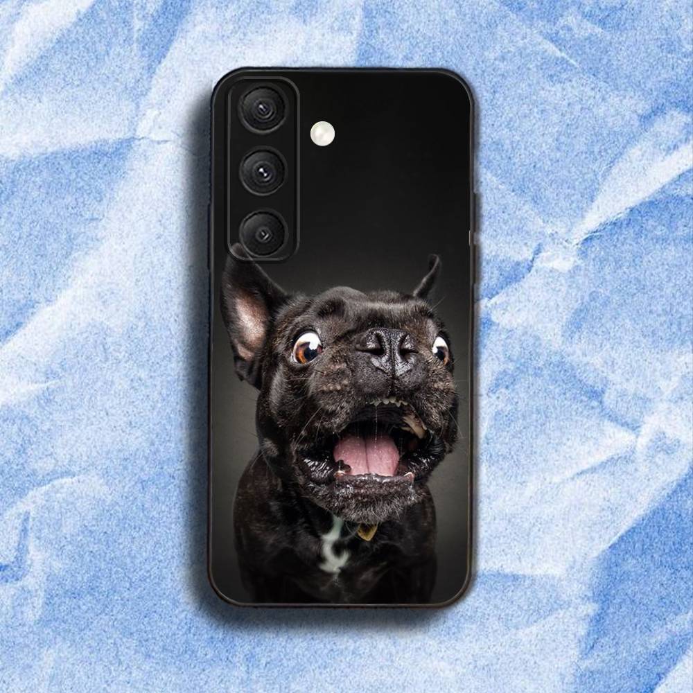 F-French B-BulldogS Dog Phone Case For Samsung S 25,24,23,22,30,21,10,9,Ultra,Plus,Lite,FE,4,5G Black Soft Case
