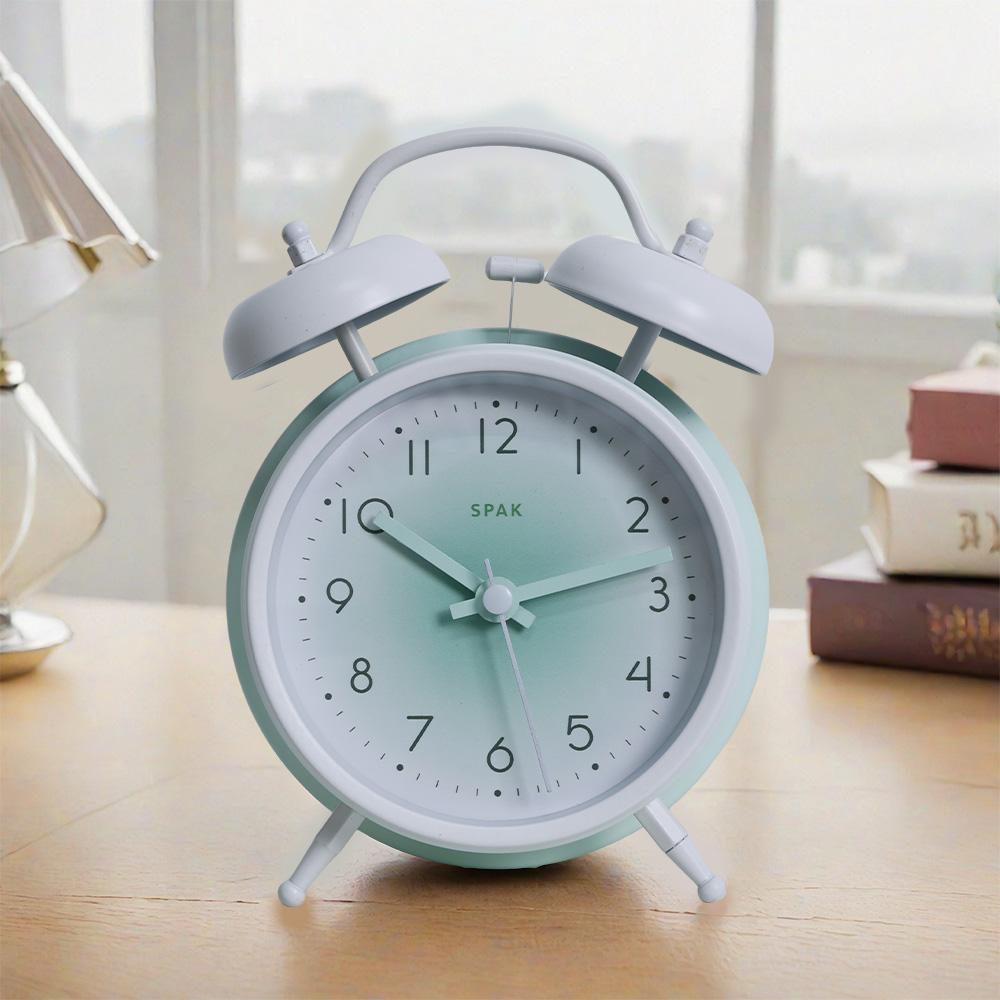 Ins Style Metal Alarm Clock Battery Powered (AA) Cute Decorative Clock for Home Office