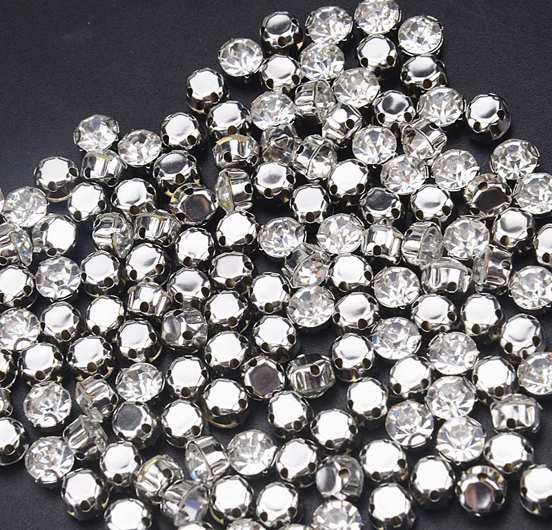 White Color Sew on Stones Rhinestone Flat Back 2D Shape Claw Loose Crystal Strass for Clothing Shoes Accessories