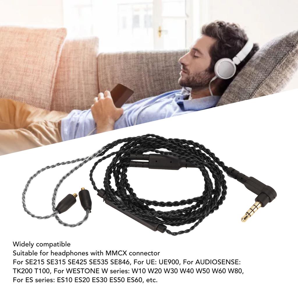 Replacement Headphone Cable OFC   Earphone Cable with Mic Compatible for SE215 SE315 SE535 SE846