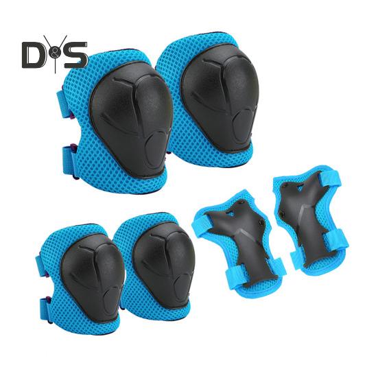 

6 шт./компл. детский защитный комплект для катания на коньках с наколенником, локтем, защитой запястья, защитой для роликовых коньков, скейтборда, самоката, велосипеда, защитным снаряжением для езды на велосипеде синий