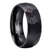 Handmade Black Tungsten Ring with Sandblasted Hammered Texture, 4-6mm Wide
