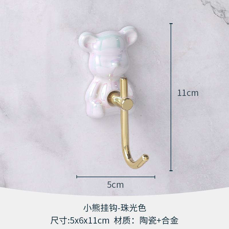 Little Bear Soap Dish Creative Bathroom Wall Hanging Ceramic Towel Holder and Hook Modern Home Decoration Bathroom Accessories