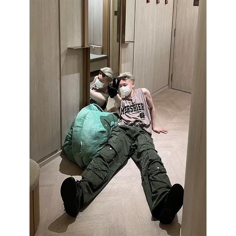 

Уличный комбинезон в стиле ретро с множеством карманов — в стиле хип-хоп, свободный крой, универсальный стиль для отдыха 3XL бежевый