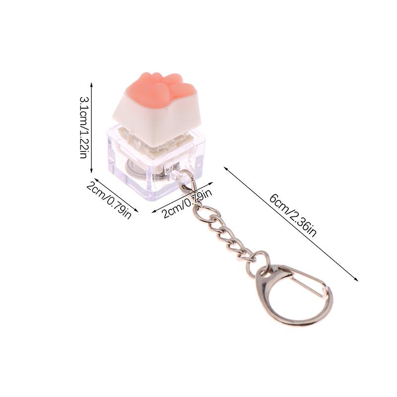 Creative Pink Cat Claw Keycap Mechanical Keyboard Keychain Led Keyboard Keyring Cute Girly Bag Pendant Relief Stress Toys