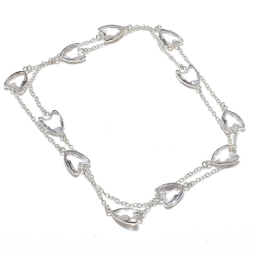 

Natural White Topaz Gemstone 925 Sterling Silver Jewelry Necklace 18 ASN-5977