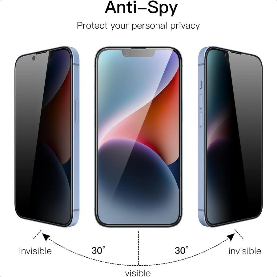 

Защитная пленка для экрана с полной конфиденциальностью для iPhone 14 6,1 дюйма с защитой объектива камеры, защитная пленка из закаленного стекла AntiSpy, 2 шт. каждая United States