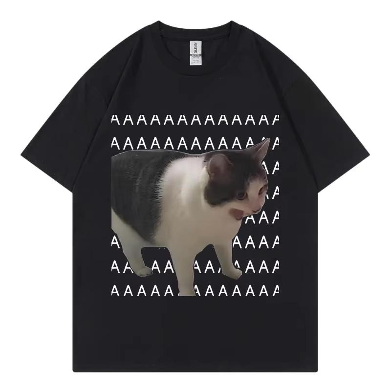 Sad Crying Cat Funny Meme TShirt High Quality Fashion Short Sleeve T Shirts Summer Casual Pure Cotton Oversized TShirts Unisex