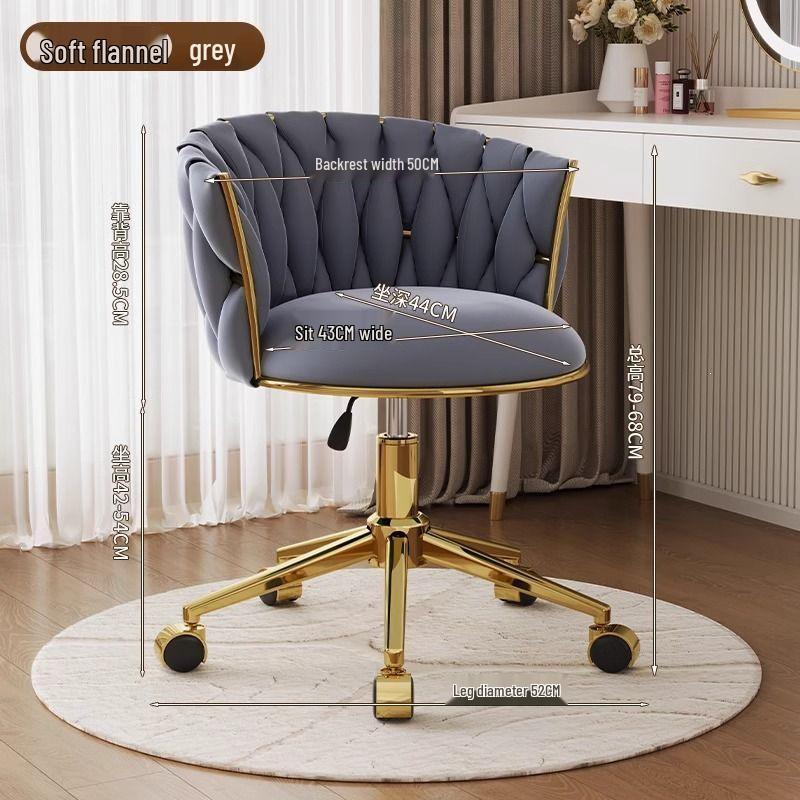 Swivel Bar Stool with Casters, High-Legged Makeup Chair, Adjustable Dressing Stool with Backrest, Streamlined Design for Home Beauty.