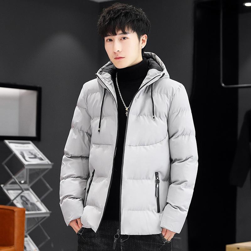 Winter zipper side seam socket padded jacket fit type thickened solid color casual detachable collar youth padded jacket