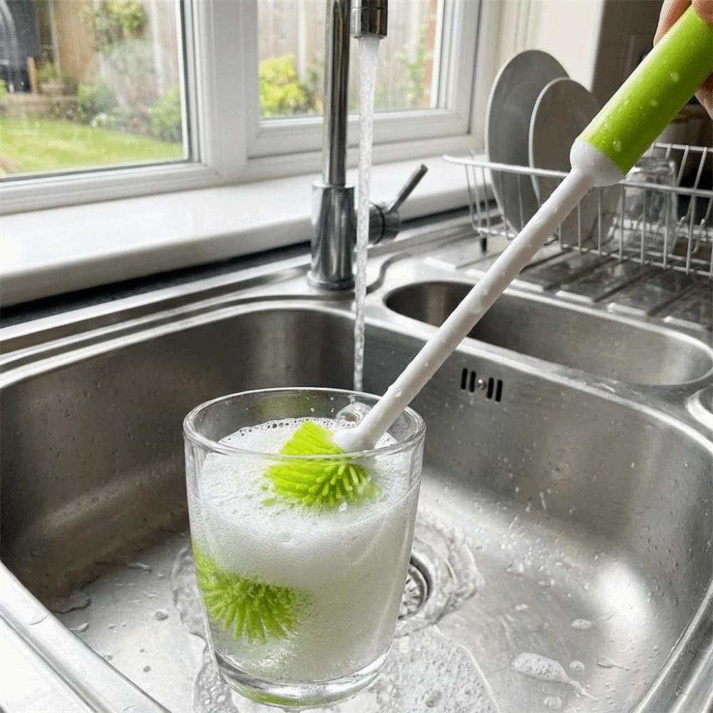 Long Handle Feeding Bottle Brushes Eco-Friendly Silicone Cup Brush Cups