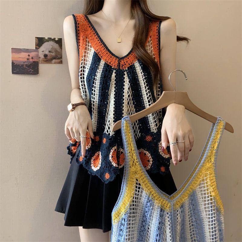 2026 Summer Knit Crochet Lace Tassel Vest Cover-Up