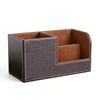 Desk Organizer Pen Holder PU Leather Multifunctional Tabletop Storage Box 3 Compartments for Office Home School Coffee