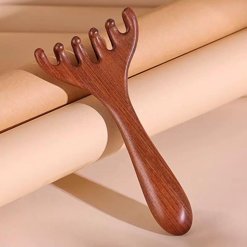 

Гребень из сандалового дерева и рога: Расческа с шестью зубцами двойного назначения для массажа головы и кожи головы