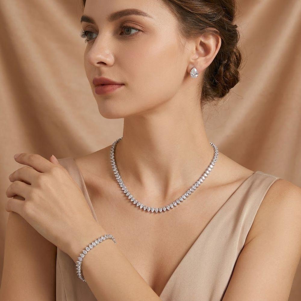 3Pcs/set Elegant Cubic Zirconia Jewelry Set Zirconia Wedding Accessories Set Bride