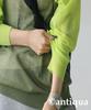 Antiqua Raglan Sheer Knit Long Regular 02 Women's Top, Sleeve, PN-00549 (S-L), Khaki/Lime