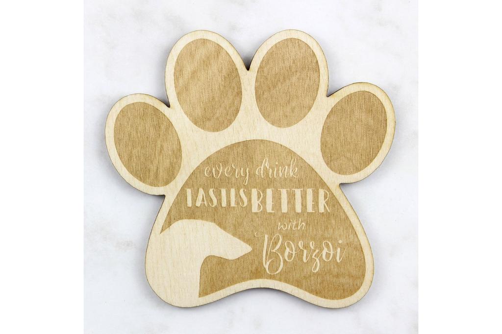 Borzoi, Câine de vânătoare rusesc cu vedere, Câine de lup rusesc II - Suport pentru ceașcă, suport gravat cu câine, cadou pentru iubitor de câini de la marca Art-Dog