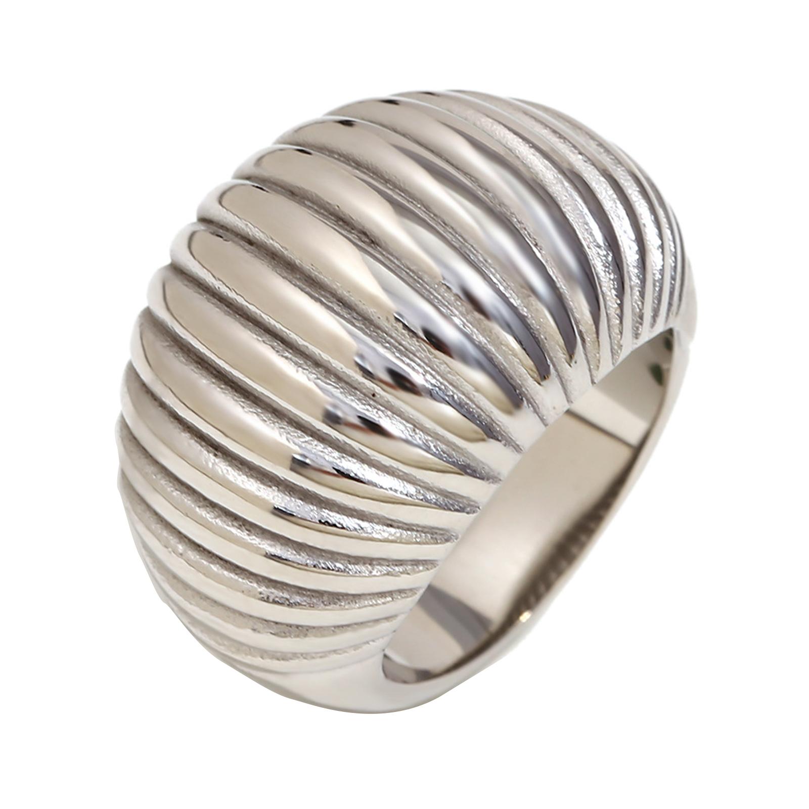 

Stainless Steel Ring with Fat Bread Design Chic Gold or Silver Plated Stainless Steel Ring Charm for Modern Women 7 срібний