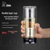 Dual-Layer Antibacterial Glass Cup for Women & Men - Compact Business, Travel, Office, or Car Use.
