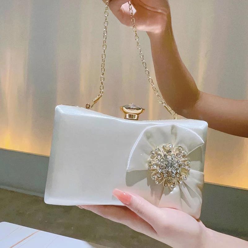 Elegant Rhinestone Decor Evening Bag, Classic Formal Dinner Handbag, Women's Stylish Clutch Purse for Party Wedding & Prom