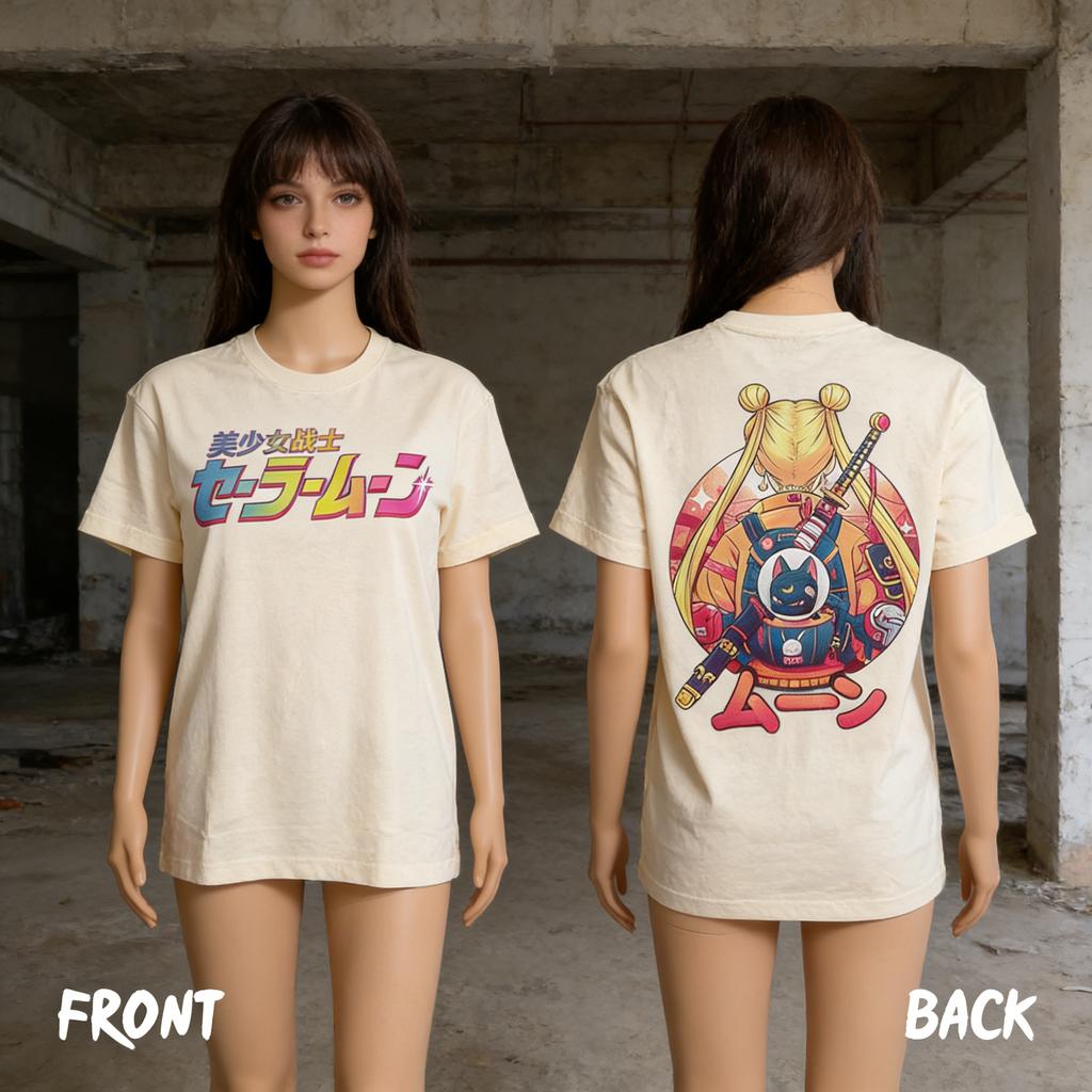 Womens Sailor Moon Anime TShirt Black Cotton Japanese Graphic Print Casual Kawaii Top for Daily Campus Home Wear