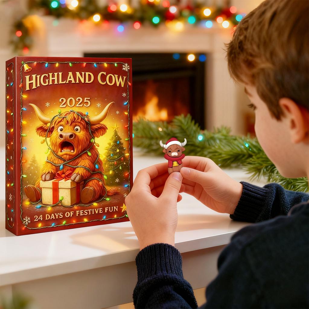 Cow Advent Calendar  24 Days Christmas Countdown Calendar With 3D Soft Gel Cow Figurines, Cow Ornaments, For Christmas Tree Home Decoration